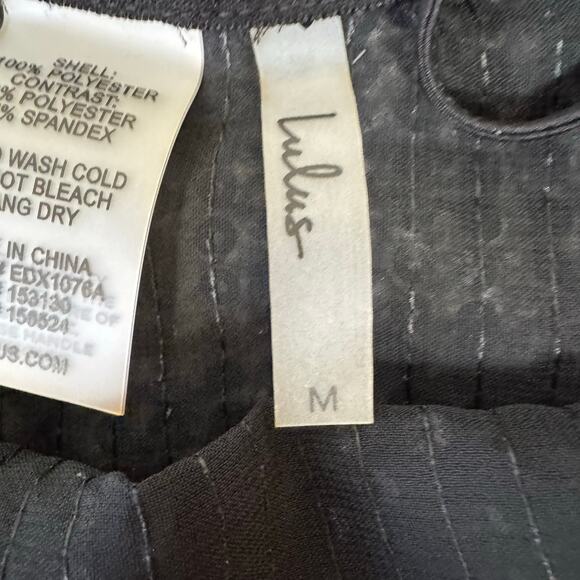 Lulus Black Sequin Tie Shoulder Sheer Top NWT Women's Medium NYE Party Holiday - Picture 9 of 11